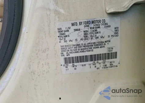 2008 Lincoln Mkx z USA, uszkodzony, nr VIN 2LMDU68CX8BJ10412